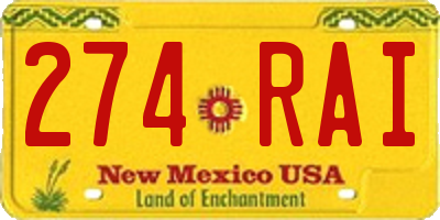 NM license plate 274RAI