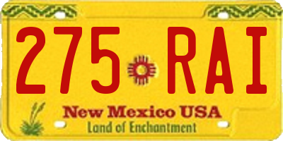 NM license plate 275RAI