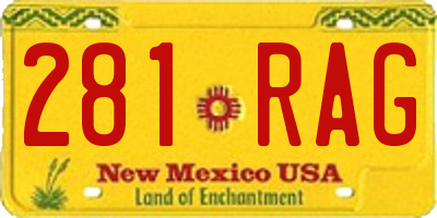 NM license plate 281RAG