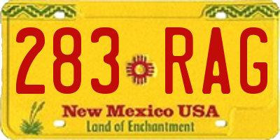 NM license plate 283RAG