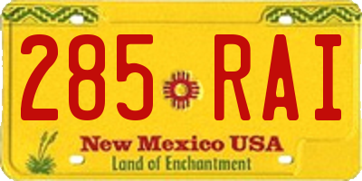 NM license plate 285RAI