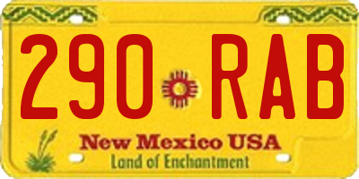 NM license plate 290RAB