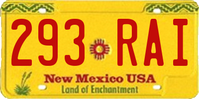 NM license plate 293RAI