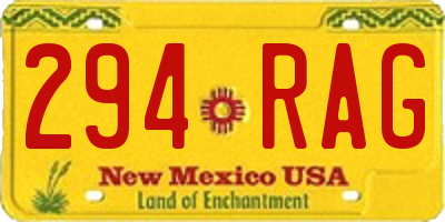 NM license plate 294RAG