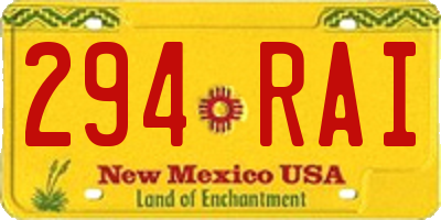 NM license plate 294RAI