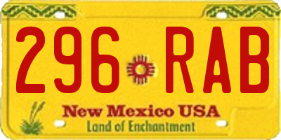 NM license plate 296RAB