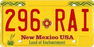 NM license plate 296RAI