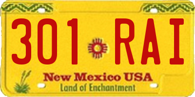 NM license plate 301RAI