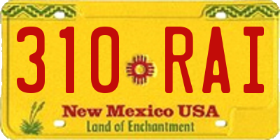 NM license plate 310RAI