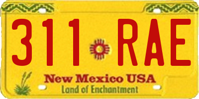 NM license plate 311RAE
