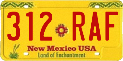 NM license plate 312RAF
