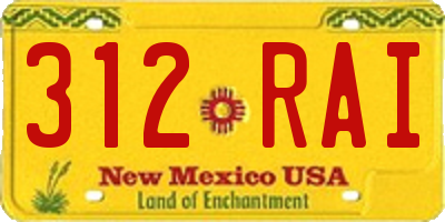 NM license plate 312RAI