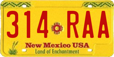 NM license plate 314RAA