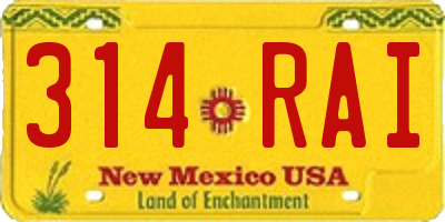 NM license plate 314RAI
