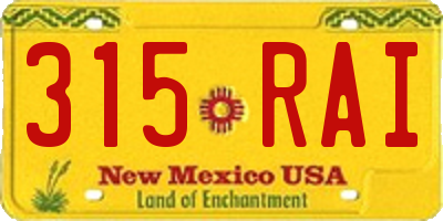 NM license plate 315RAI