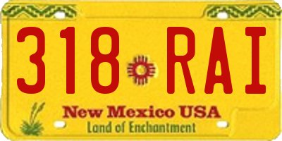 NM license plate 318RAI