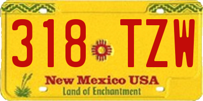NM license plate 318TZW