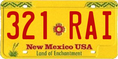 NM license plate 321RAI