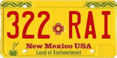 NM license plate 322RAI