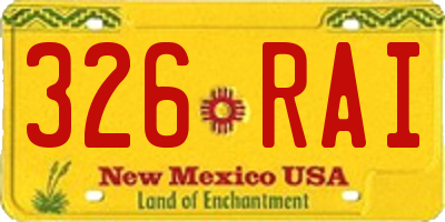 NM license plate 326RAI