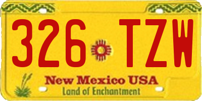 NM license plate 326TZW