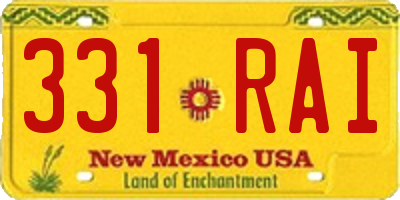 NM license plate 331RAI
