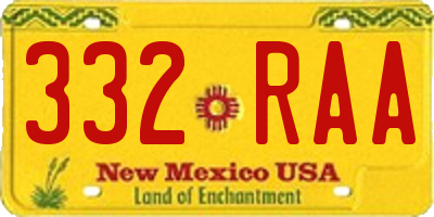 NM license plate 332RAA