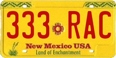NM license plate 333RAC