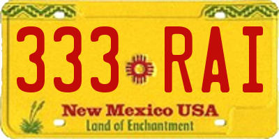 NM license plate 333RAI