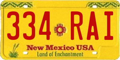 NM license plate 334RAI
