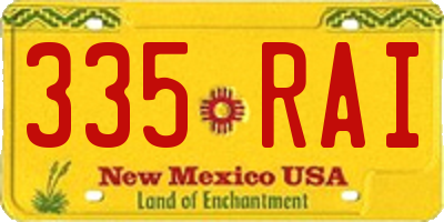 NM license plate 335RAI