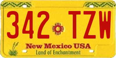 NM license plate 342TZW