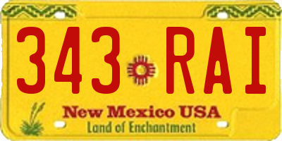 NM license plate 343RAI