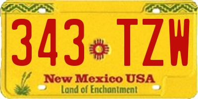 NM license plate 343TZW