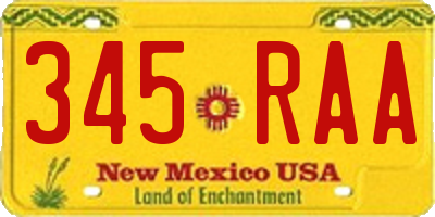 NM license plate 345RAA