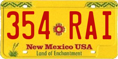 NM license plate 354RAI