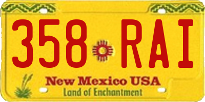 NM license plate 358RAI