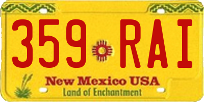 NM license plate 359RAI