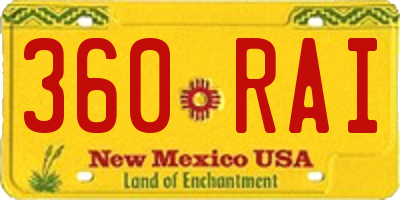 NM license plate 360RAI