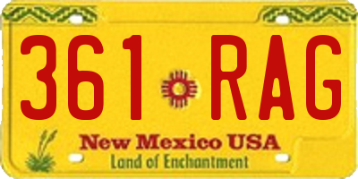 NM license plate 361RAG