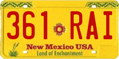 NM license plate 361RAI
