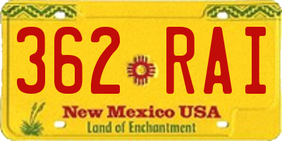 NM license plate 362RAI