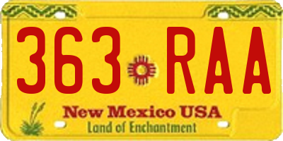 NM license plate 363RAA