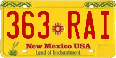 NM license plate 363RAI