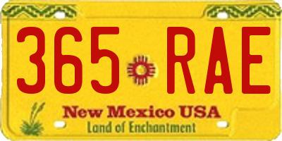 NM license plate 365RAE
