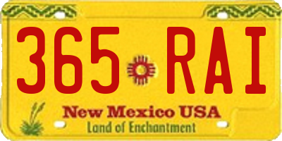 NM license plate 365RAI
