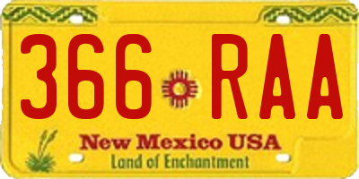NM license plate 366RAA