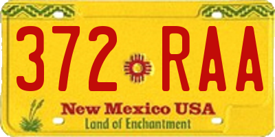 NM license plate 372RAA