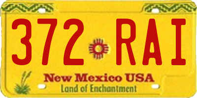 NM license plate 372RAI