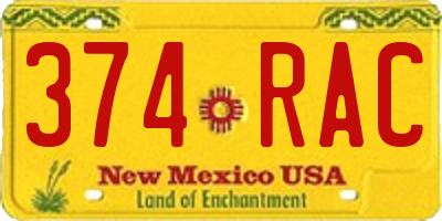 NM license plate 374RAC